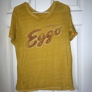 yellow Eggo logo shirt